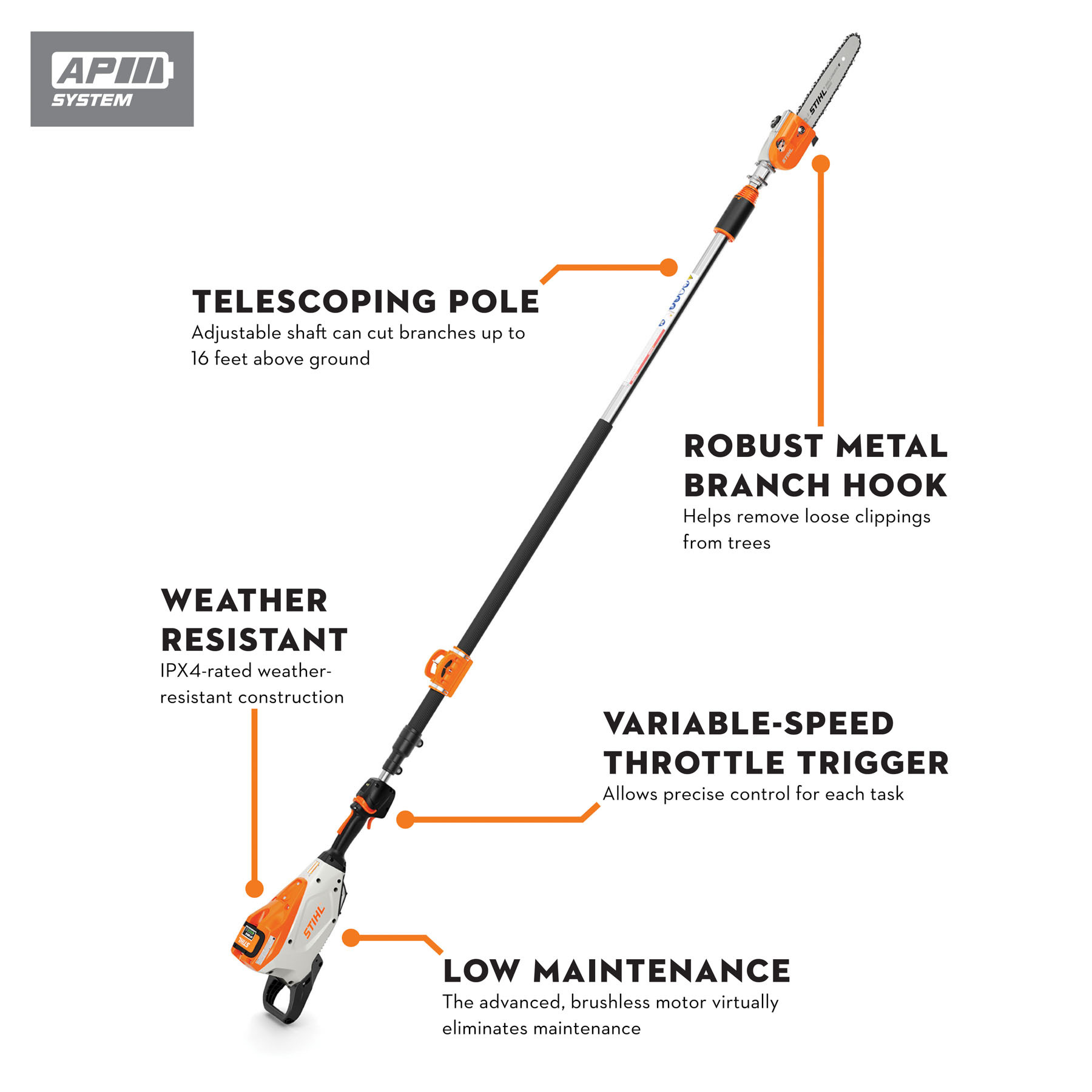 STIHL HTA 135 Battery Powered Pole Pruner
